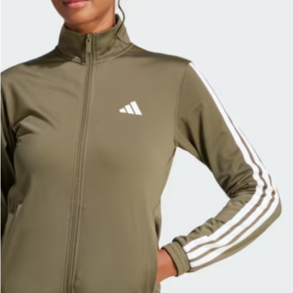 Adidas TRICOT 3-STRIPES TRACK JACKET in Olive Strata/White, Women’s Size S, NWT - Picture 4 of 9